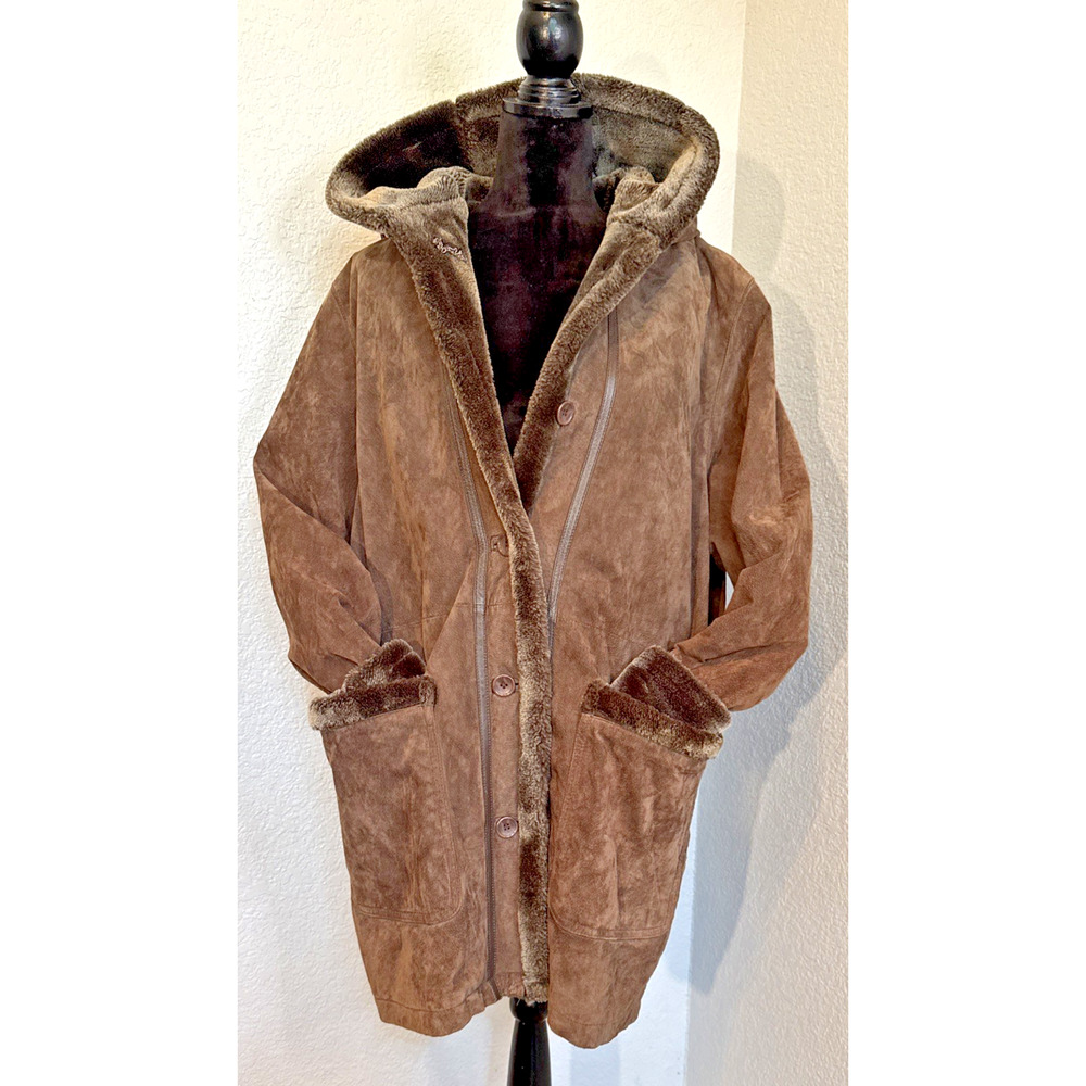 Fitz Wright Suede Leather Winter Coat Vintage‎ Regular Large Chocolate Brown